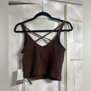 Vuori Brown Ribbed Workout Tank; Size Medium